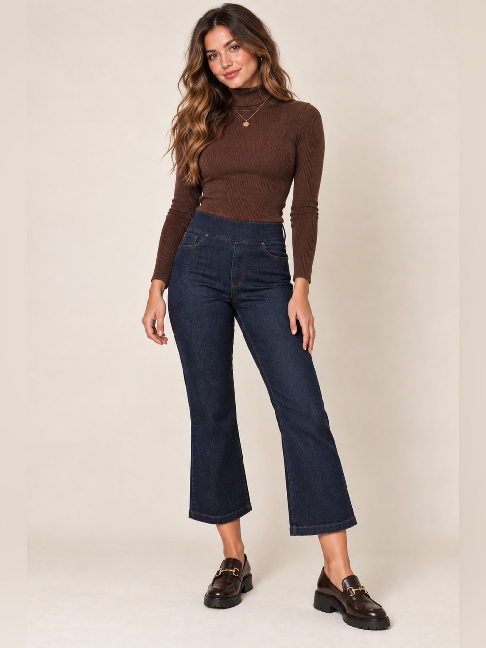SPANX Raw Indigo Cropped Flare Jeans Large High Rise Stretch Shaping Denim